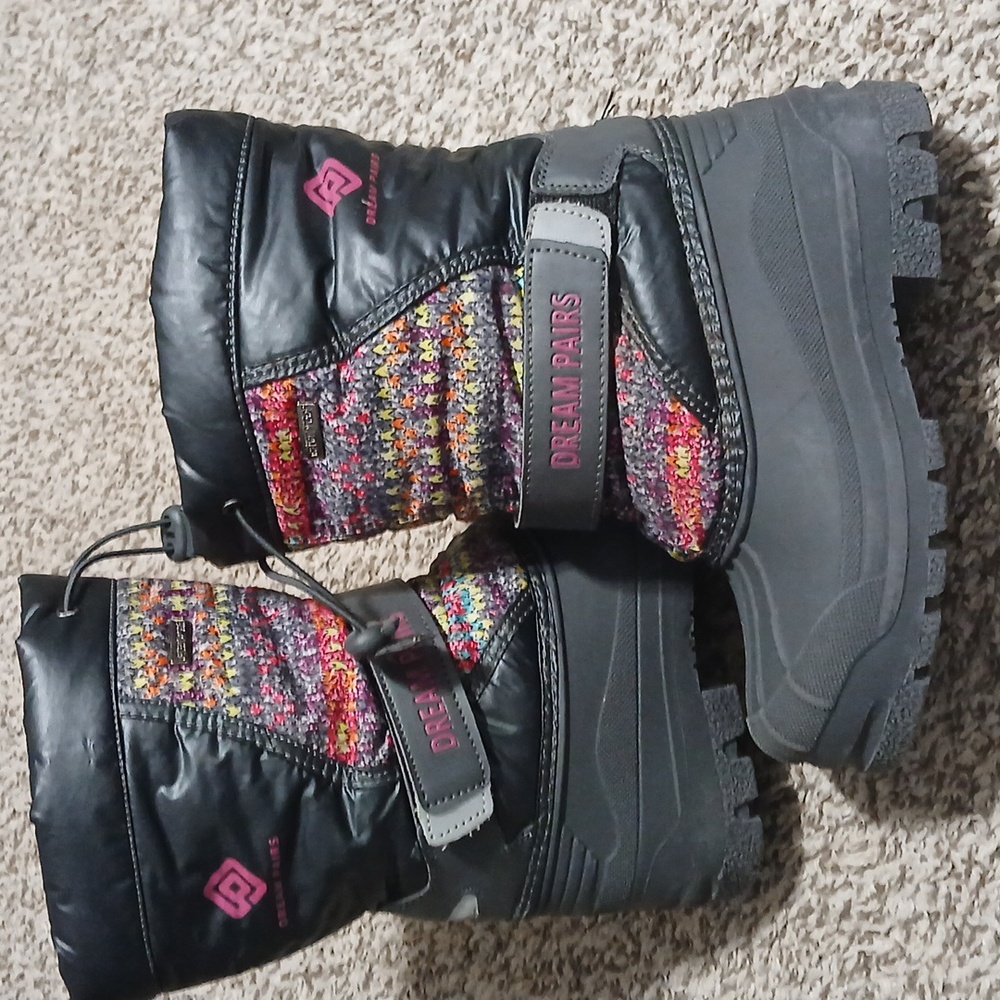 DREAM PAIRS Little Kid Kamick Grey Multi Mid Calf Waterproof Winter Snow Boots - Picture 5 of 16